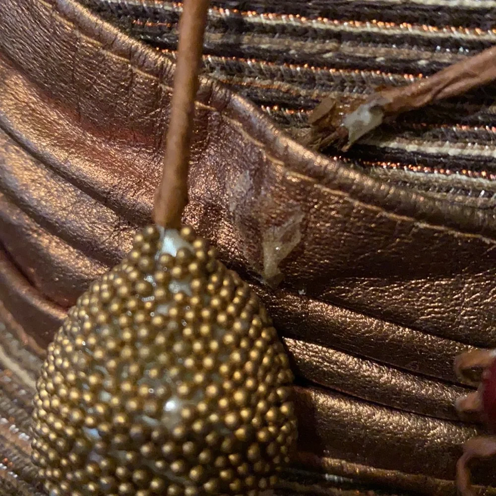 Bronze Metallic Straw Brim Hat